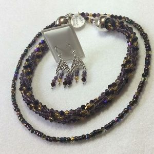 FINAL SALE PRICE Iridescent Purple & Gold 2 Piece Jewelry Set